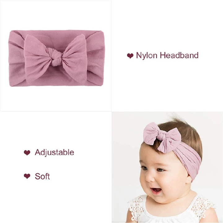 3Pcs Baby Girls Bowknot Headbands Set Baby Turban Headband Set-Bowknot Hairband Soft Cute Headwear Elastic for Newborn/Girls/Boys/Kids Gift