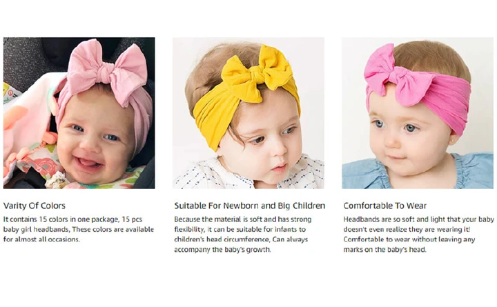 3Pcs Baby Girls Bowknot Headbands Set Baby Turban Headband Set-Bowknot Hairband Soft Cute Headwear Elastic for Newborn/Girls/Boys/Kids Gift