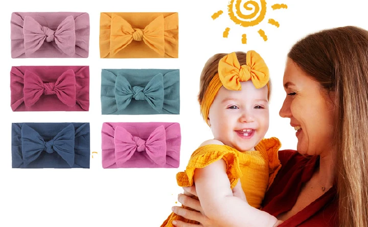 3Pcs Baby Girls Bowknot Headbands Set Baby Turban Headband Set-Bowknot Hairband Soft Cute Headwear Elastic for Newborn/Girls/Boys/Kids Gift