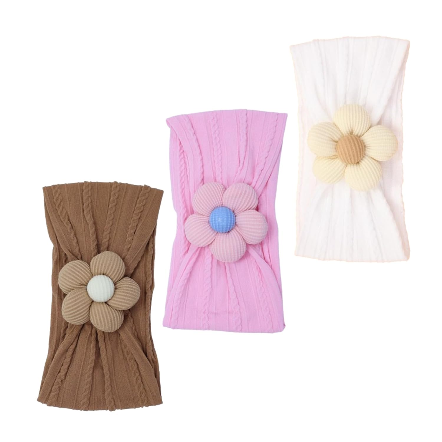 3 Pcs Baby Flower Headbands Baby Girls Nylon Headbands Soft Hairbands Hair Accessories for Newborn Infant Toddler Kids