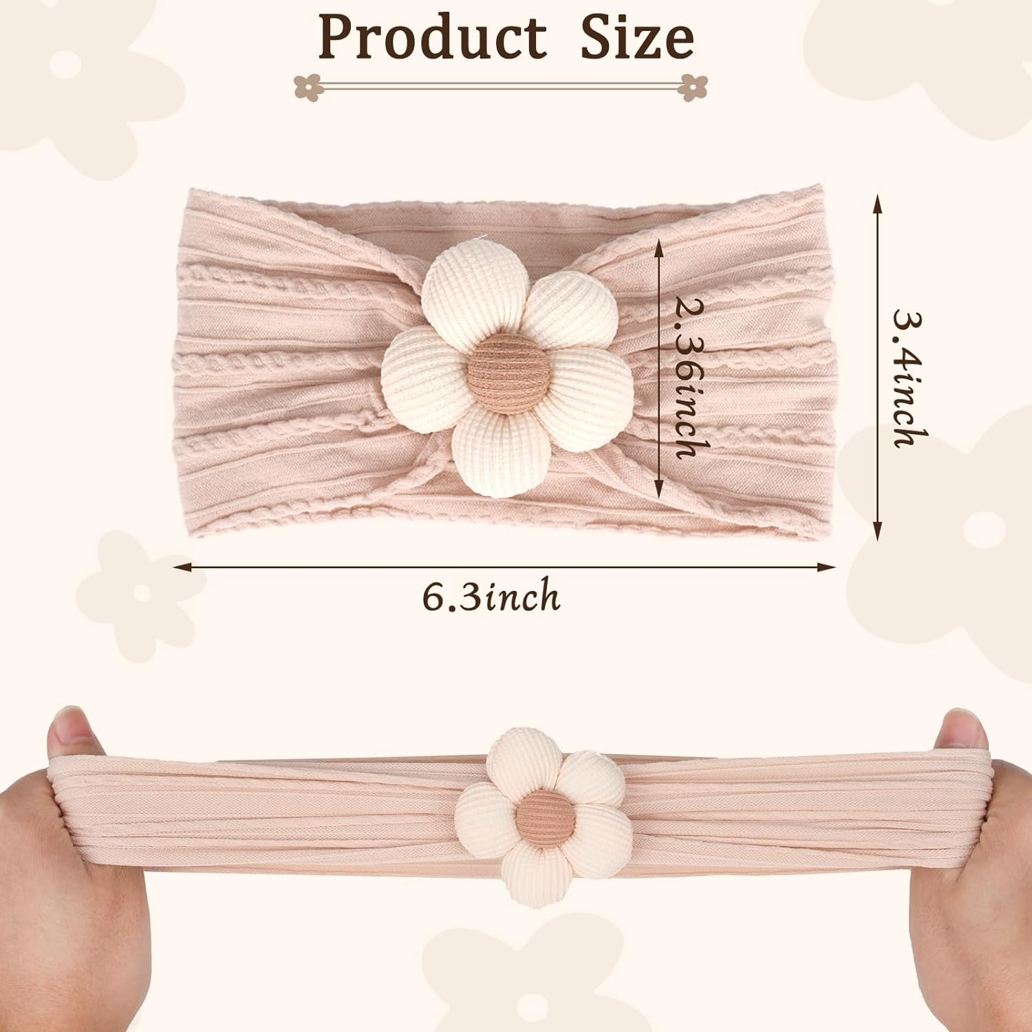 3 Pcs Baby Flower Headbands Baby Girls Nylon Headbands Soft Hairbands Hair Accessories for Newborn Infant Toddler Kids
