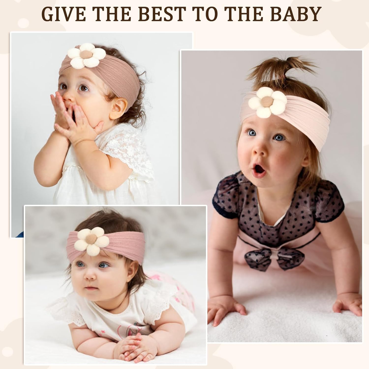 3 Pcs Baby Flower Headbands Baby Girls Nylon Headbands Soft Hairbands Hair Accessories for Newborn Infant Toddler Kids