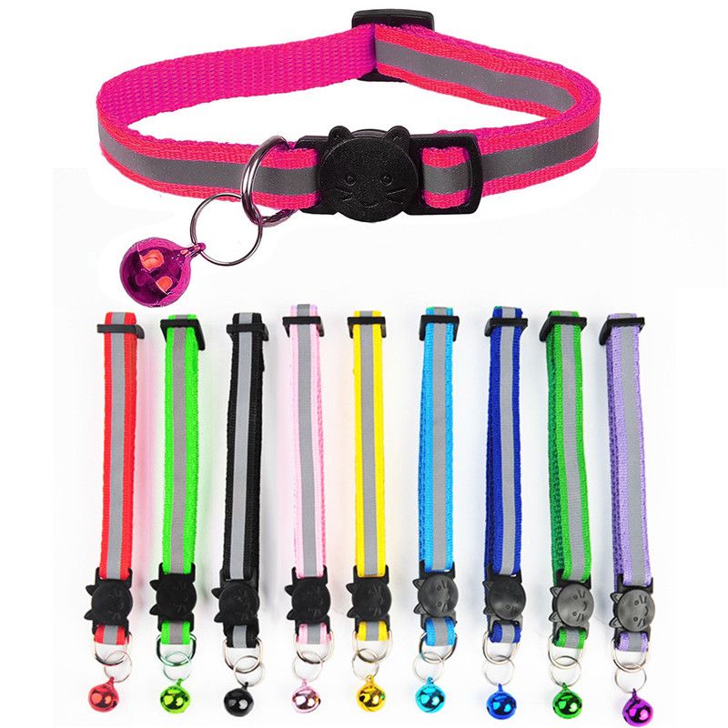 5/10PCS Cat Collars with Bell, Breakaway Cat Collar with Bell, Reflective Kitten Collar, Adjustable Nylon Cat Collar Cat Collars Multi-colored