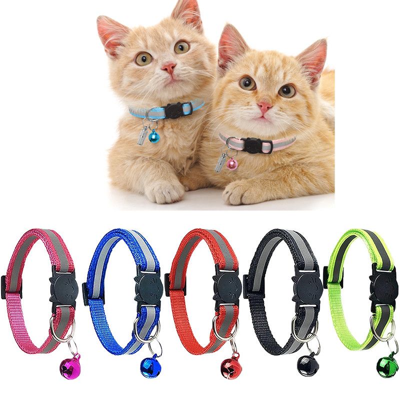 5/10PCS Cat Collars with Bell, Breakaway Cat Collar with Bell, Reflective Kitten Collar, Adjustable Nylon Cat Collar Cat Collars Multi-colored