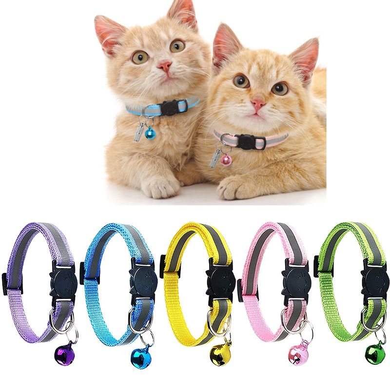 5/10PCS Cat Collars with Bell, Breakaway Cat Collar with Bell, Reflective Kitten Collar, Adjustable Nylon Cat Collar Cat Collars Multi-colored