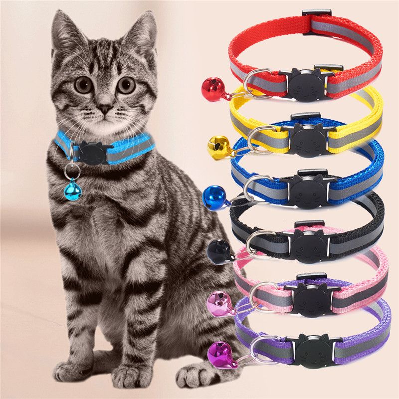 5/10PCS Cat Collars with Bell, Breakaway Cat Collar with Bell, Reflective Kitten Collar, Adjustable Nylon Cat Collar Cat Collars Multi-colored