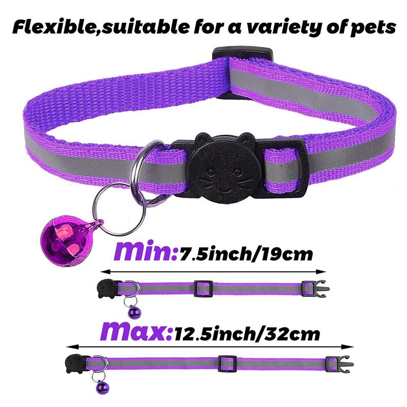 5/10PCS Cat Collars with Bell, Breakaway Cat Collar with Bell, Reflective Kitten Collar, Adjustable Nylon Cat Collar Cat Collars Multi-colored