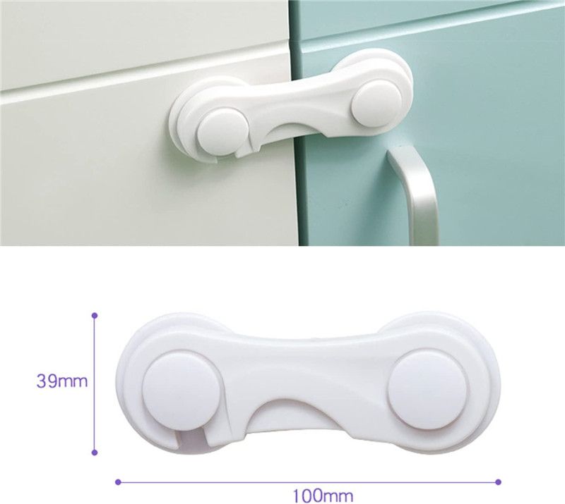 4-Pack Baby Safety Locks Child Safety Locks Baby Proof Cabinet Latches Childproof Drawer Latches 3M Adhesives Multi-Purpose for Furniture Kitchen Cupboards Fridge Closet-White