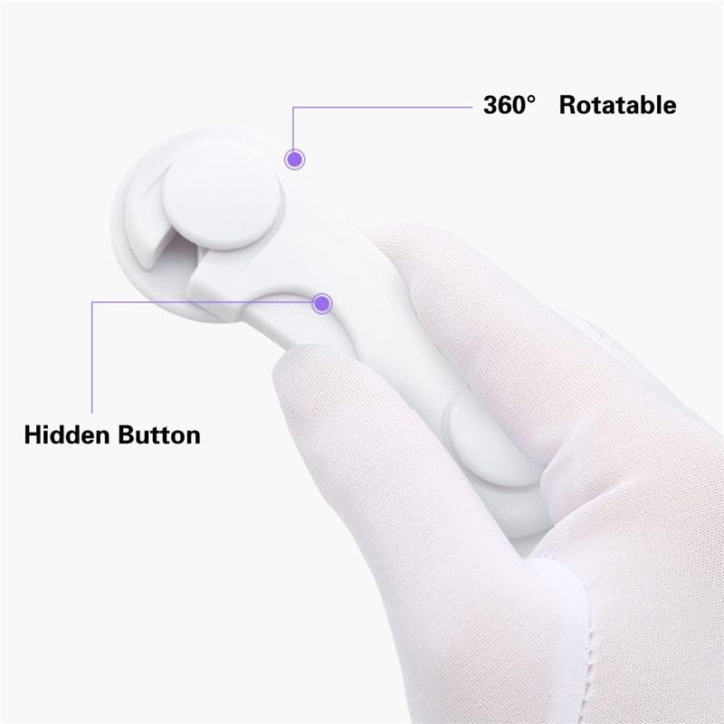 4-Pack Baby Safety Locks Child Safety Locks Baby Proof Cabinet Latches Childproof Drawer Latches 3M Adhesives Multi-Purpose for Furniture Kitchen Cupboards Fridge Closet-White