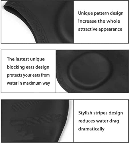 2 Pieces Swimming Caps, Silicone Swim Cap for Women Men, Durable Non-Slip Waterproof Swim Cap Protect Ears, Long Hair for Adults, Older Kids
