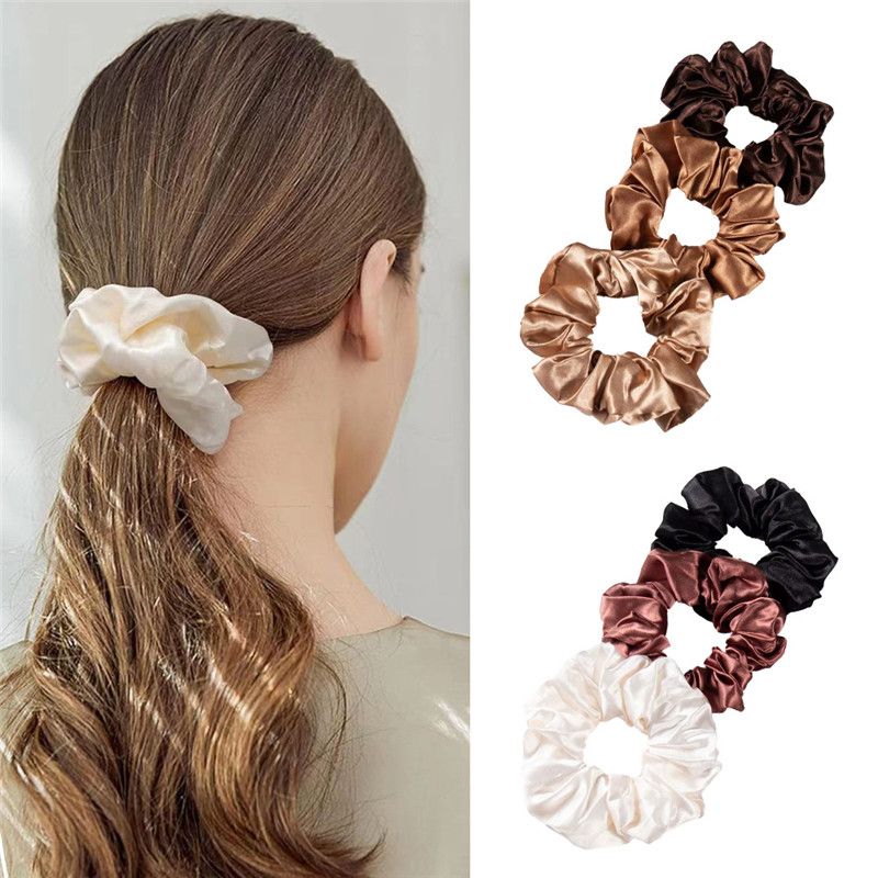 TS 6pcs Hair Ties Satin Scrunchies for Women Girls Hair Elastic Bands Ponytail Holder