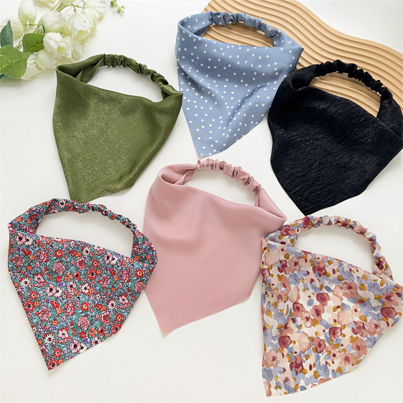 Floral Elastic Hair Bandanas Boho Scarf  Headband Chiffon Head Kerchief Turban with Hair Clips for Women