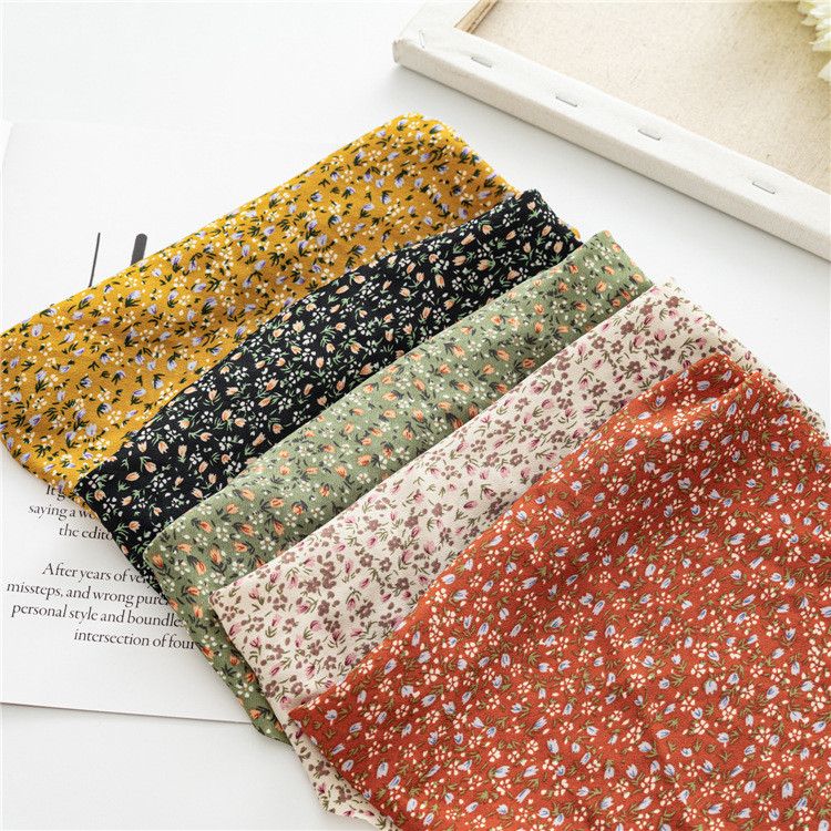 Floral Elastic Hair Bandanas Boho Scarf  Headband Chiffon Head Kerchief Turban with Hair Clips for Women