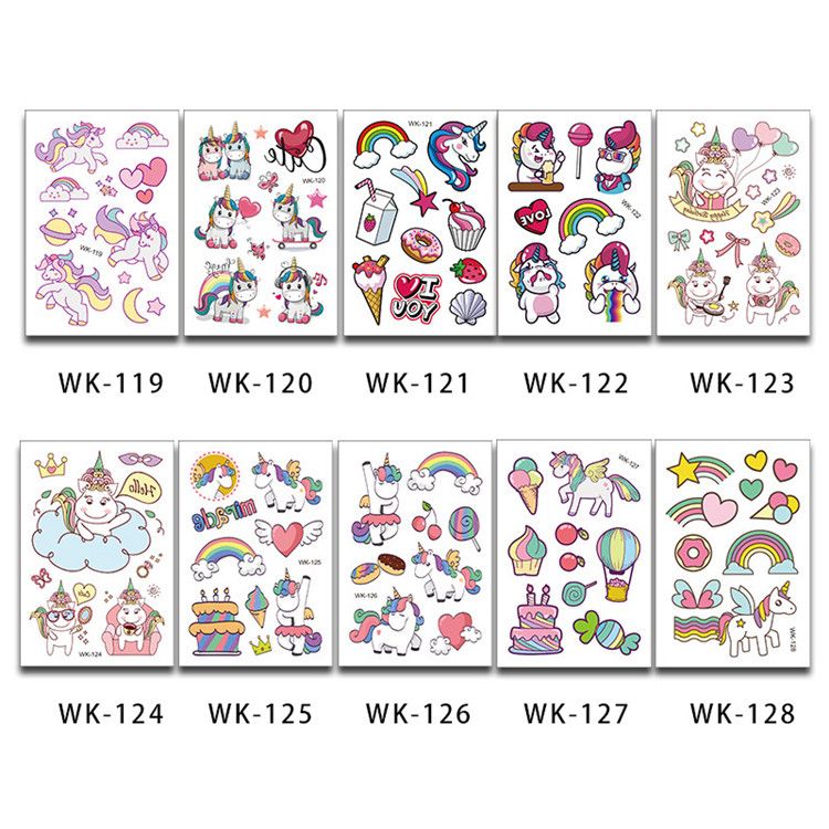 Unicorn  Mermaid Kids Waterproof  Temporary Tattoos, Children's Temporary Tattoo Toys Girl Face Tattoo Stickers Party Supplies