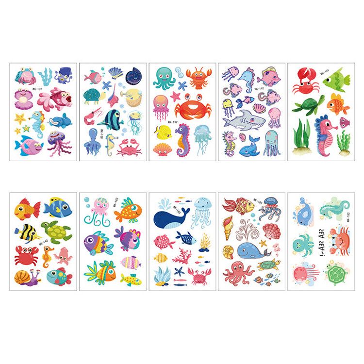 Unicorn  Mermaid Kids Waterproof  Temporary Tattoos, Children's Temporary Tattoo Toys Girl Face Tattoo Stickers Party Supplies