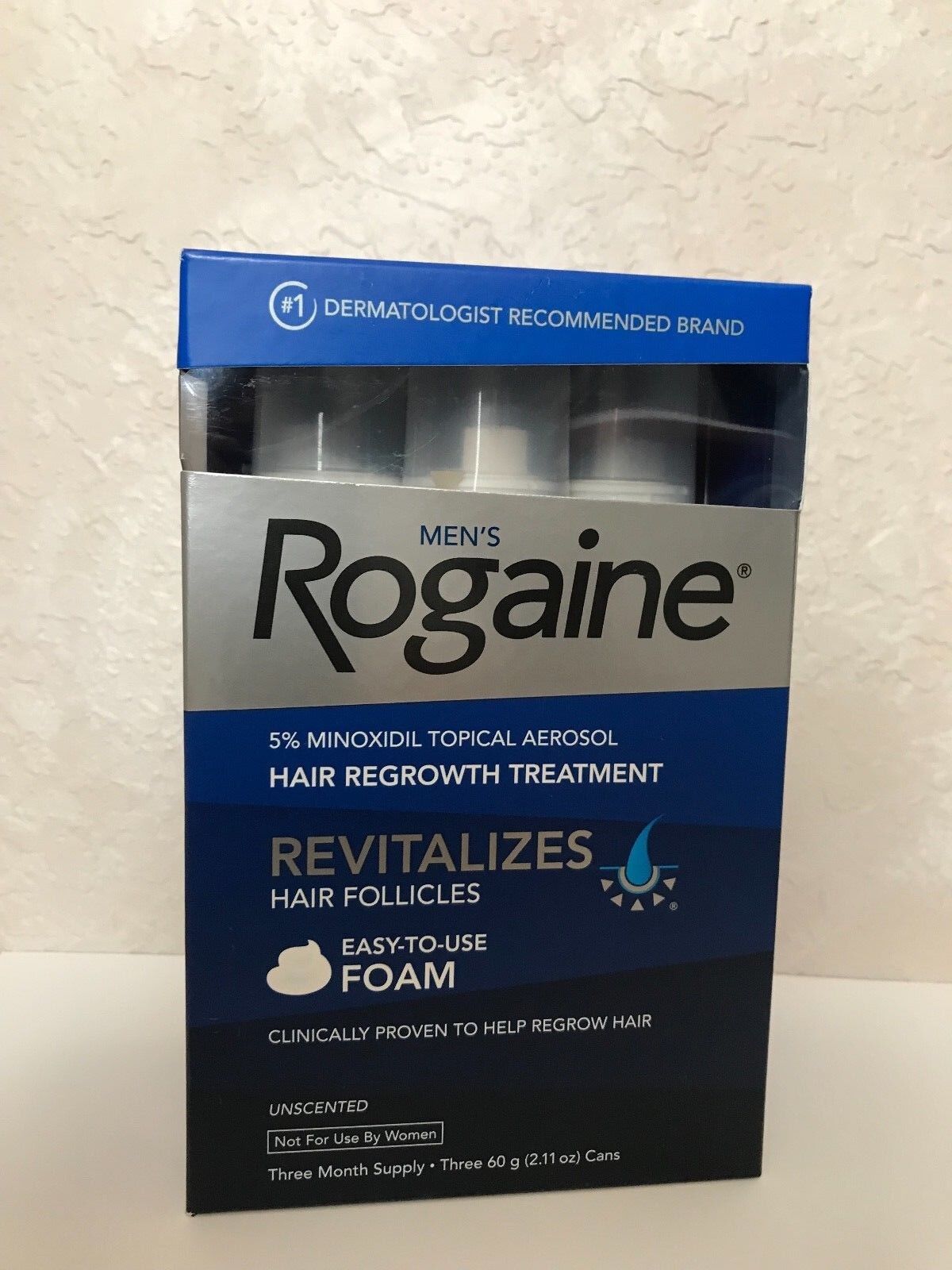 Original Men's Rogaine 5% Minoxidil Hair Regrowth Treatment Foam ,1 month supply guaranteed results