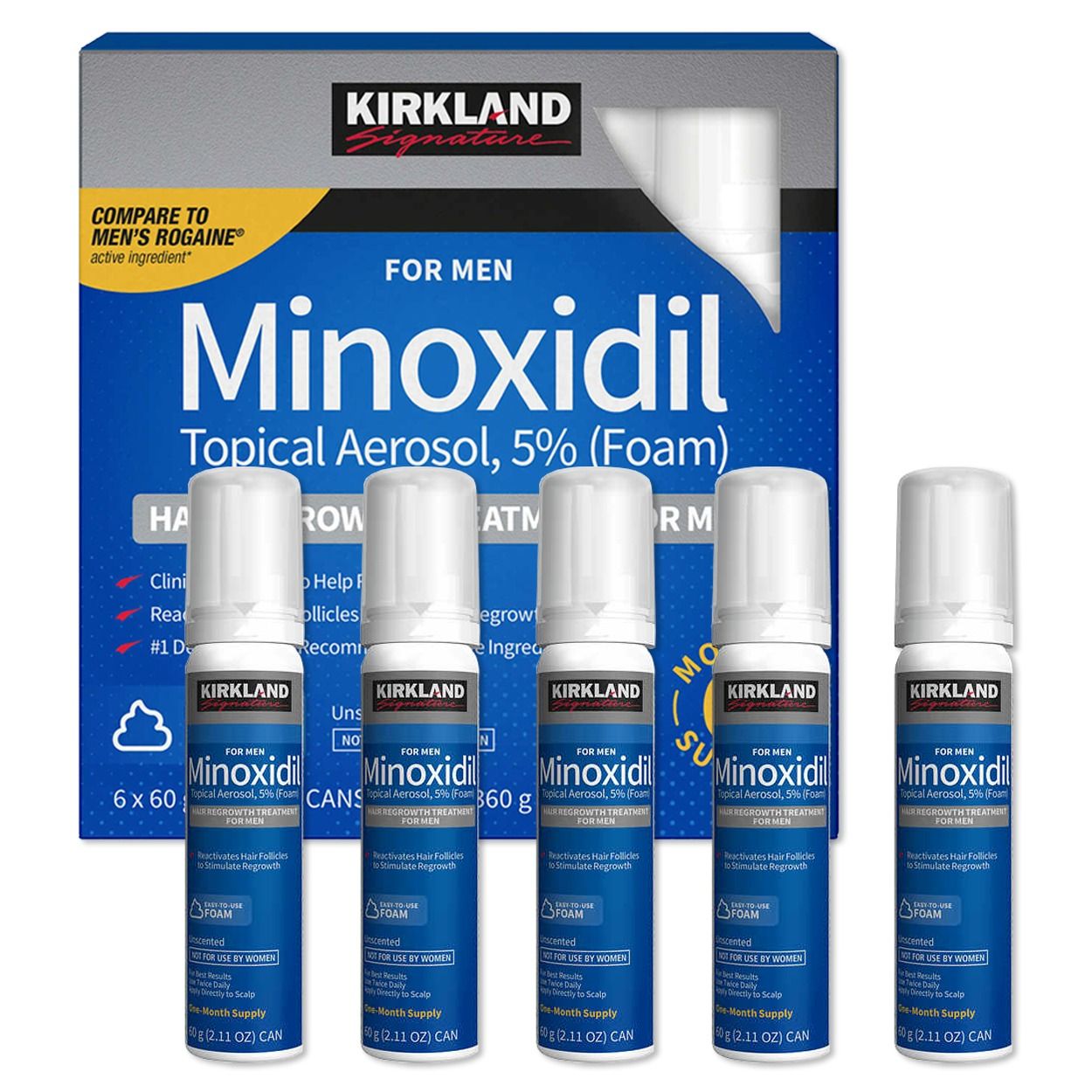 Men 5% Minoxidil Foam  Hair Regrowth Treatment for Men Minoxidil & Biotin Helps Restore Thinning Hair & Reduce Hair Loss Treatments for Men 60g 1-Month supply unscented