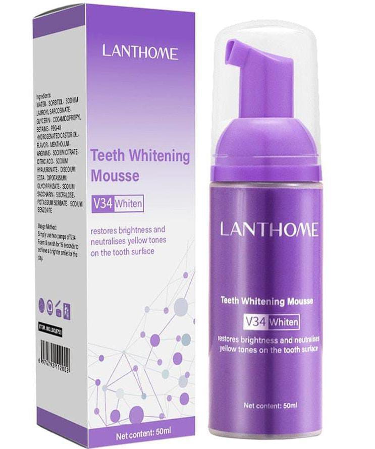 The original Lanthome V34 Purple Teeth Whitening Mousse: Advanced Teeth Whitening, Cigarette Stains Repair ,Neutralizes Yellow Tones removes Dental Plaque ,best Fresh Breath Oral Care