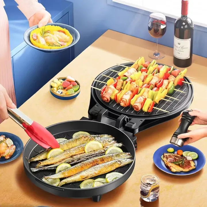 Electric griddle food cooking production barbecue pancake fried egg food production helper ied dumplings, grilled meat, pizza, etc., enriching dietary choices.make various delicious dishes.