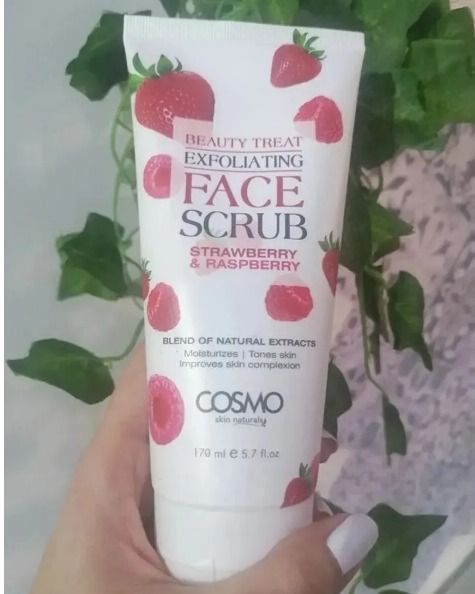 Cosmo Strawberry and Raspberry Face Scrub Exfoliating Beauty Treat Brightens Improves Skin Texture Removes Impurities With Unique Formula Glow Smoothen Soften