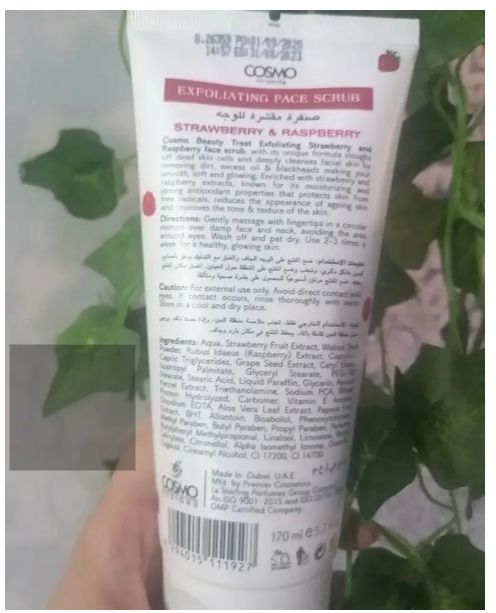 Cosmo Strawberry and Raspberry Face Scrub Exfoliating Beauty Treat Brightens Improves Skin Texture Removes Impurities With Unique Formula Glow Smoothen Soften