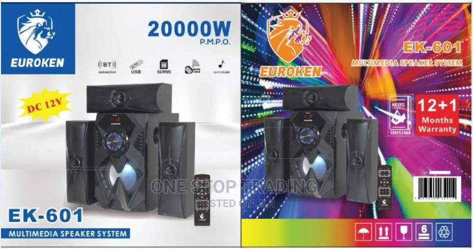 Euroken EK-601 3.1Ch Home Theatre Subwoofer System-BT/USB/FM 20,000Watts P.M.P.O AC/DC