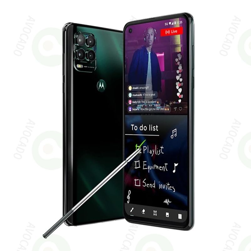 Refurbished Phones Motorola G Stylus 5G 128GB Storage 6.81" FHD+ (4+1)5GB RAM Snapdragon 480 5G Built in Stylus 48MP+10MP Camera Back Fingerprint Unlock Android 11 Smart Phones