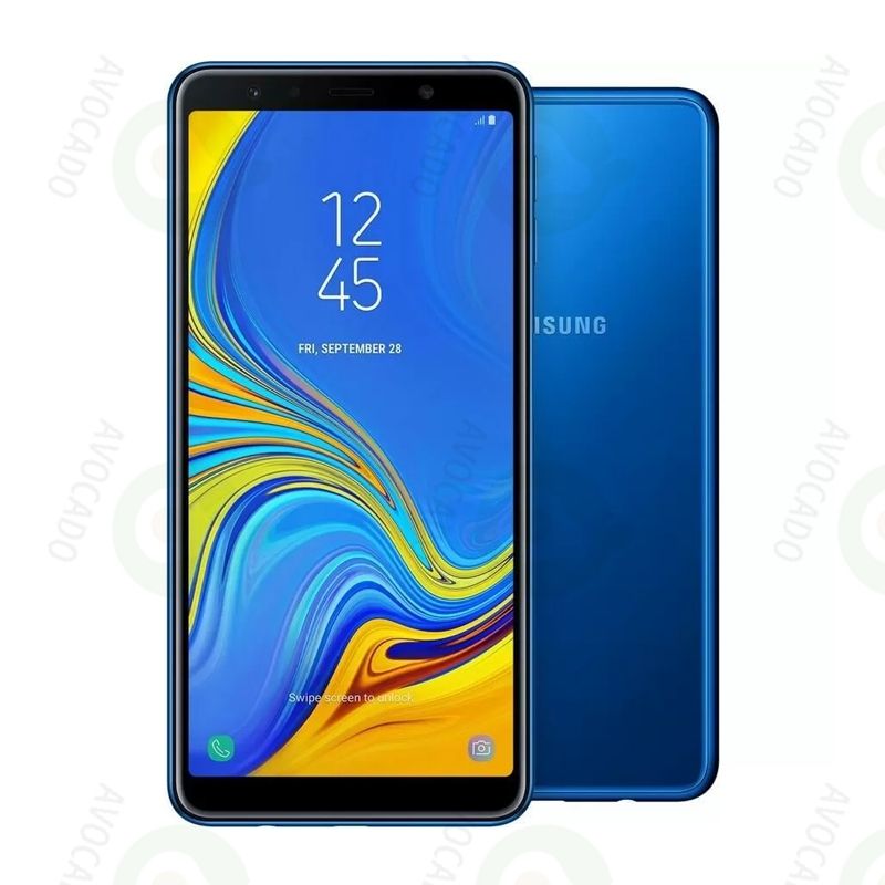 Refurbished Phones SAMSUNG A7 2018 Super AMOLED 128GB Storage 4GB RAM Exynos 7885 Dual SIM 3300mAh Battery Side Fingerprint Face Unlock 24MP+24MP Camera Smart Phones