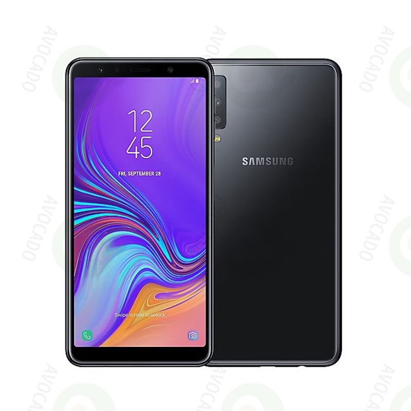 Refurbished Phones SAMSUNG A7 2018 Super AMOLED 128GB Storage 4GB RAM Exynos 7885 Dual SIM 3300mAh Battery Side Fingerprint Face Unlock 24MP+24MP Camera Smart Phones