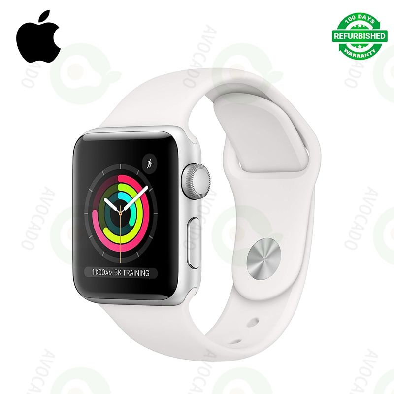 Refurbished Smartwatches Apple Watch Series 3 GPS Smart Watch Space Gray Aluminum Case & Black Sport Band, Fitness & Activity Tracker, Heart Rate Monitor, Retina Display Smart Watches