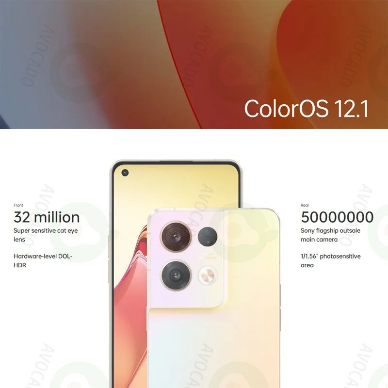 Refurbished Phones OPPO Reno8 Pro 5G 256GB 8GB RAM Dual SIM Dimensity 8100 Max 50MP+32MP Camera 120Hz AMOLED Screen Fingerprint Unlock Smart Phones