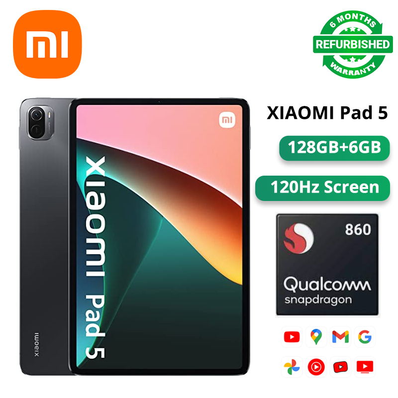 Refurbished Tablets Xiaomi Pad 5 WiFi Only 11 inches 120Hz 8720mAh Battery Bluetooth 5.0 Four Speakers Dolby Atmos Snapdragon 860 13 Mp+8MP Camera Tablets