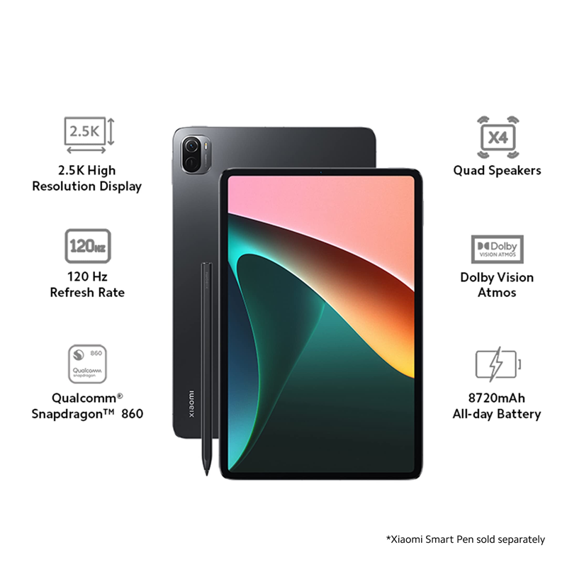 Refurbished Tablets Xiaomi Pad 5 WiFi Only 11 inches 120Hz 8720mAh Battery Bluetooth 5.0 Four Speakers Dolby Atmos Snapdragon 860 13 Mp+8MP Camera Tablets