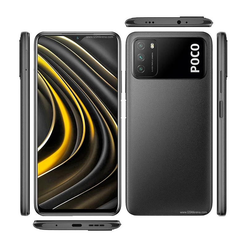 Refurbished Phone XIAOMI POCO M3 128GB Storage 6(4+2)GB RAM Snapdragon 662 Amdroid 10 Dual SIM 6000mAh Battery 48MP+8MP Camera Fingerprint (side-mounted) Smart Phones