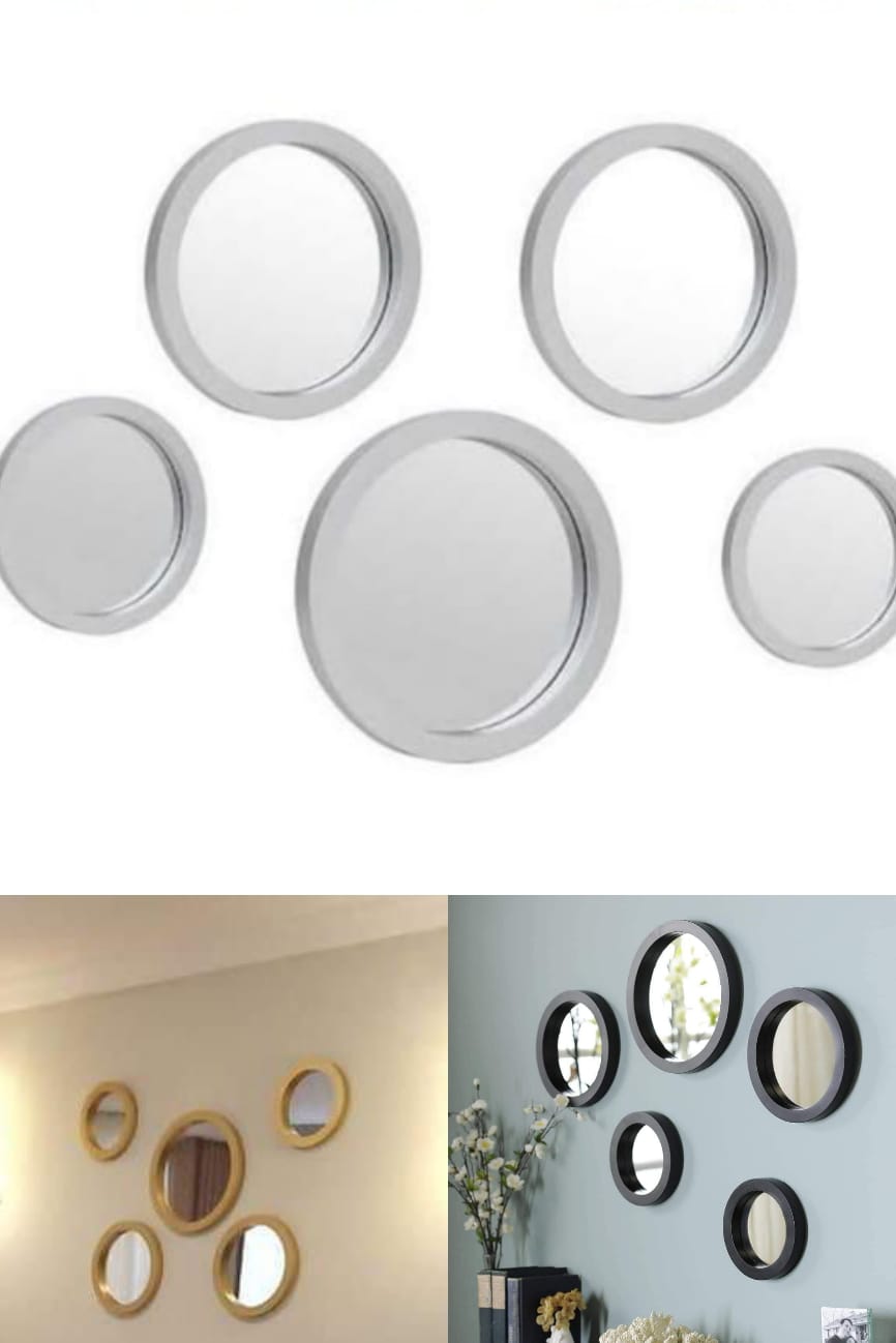 5-in-1 classy wall-mounted decor mirrors are available in black or gold