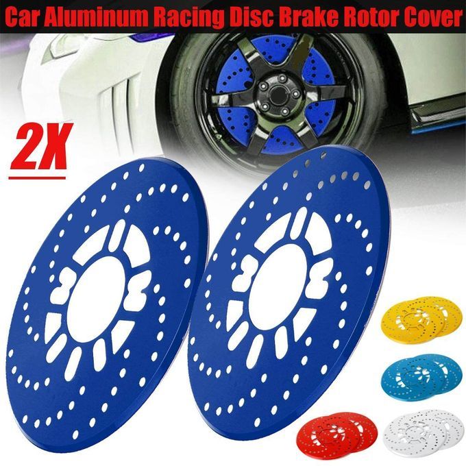 2Pcs Aluminium Car Wheel Brake Disc Cover Decorative Rotor Cross Drilled
