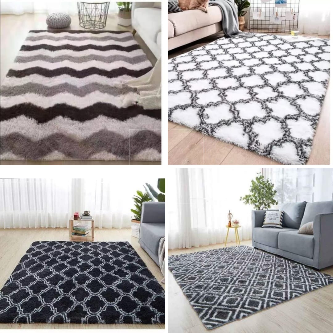 HIGH QUALITY 3D (5*8) TURKEY FLUFFY PATERNED CARPETS, AMAZING TEXTURE AND SHAPE. VERY PRESENTBLE CARPETS AND DOORMATS