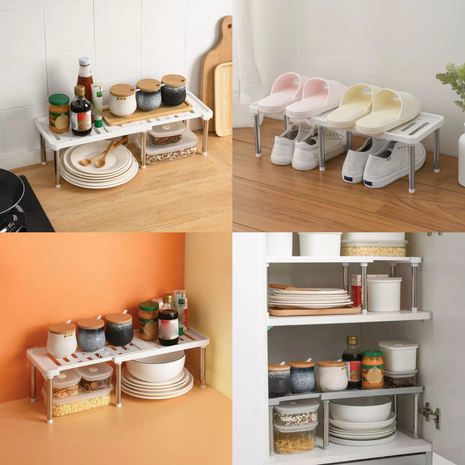 Stainless Steel Storage Shelf Shoe Rack Cabinet, Holders Home Closet Organizer Space Saving Wardrobe Shelves Kitchen Organizer