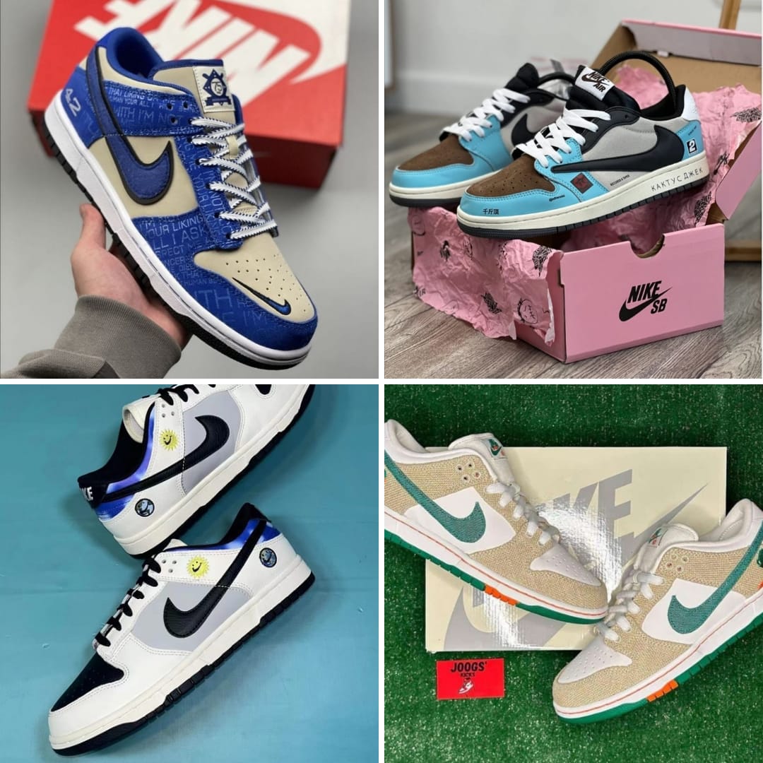 ALL TYPES OF ORIGINAL SB DUNKS, AIR JORDAN 1 LOW. FASHIONABLE AND COLOURFULL SNEAKERS.