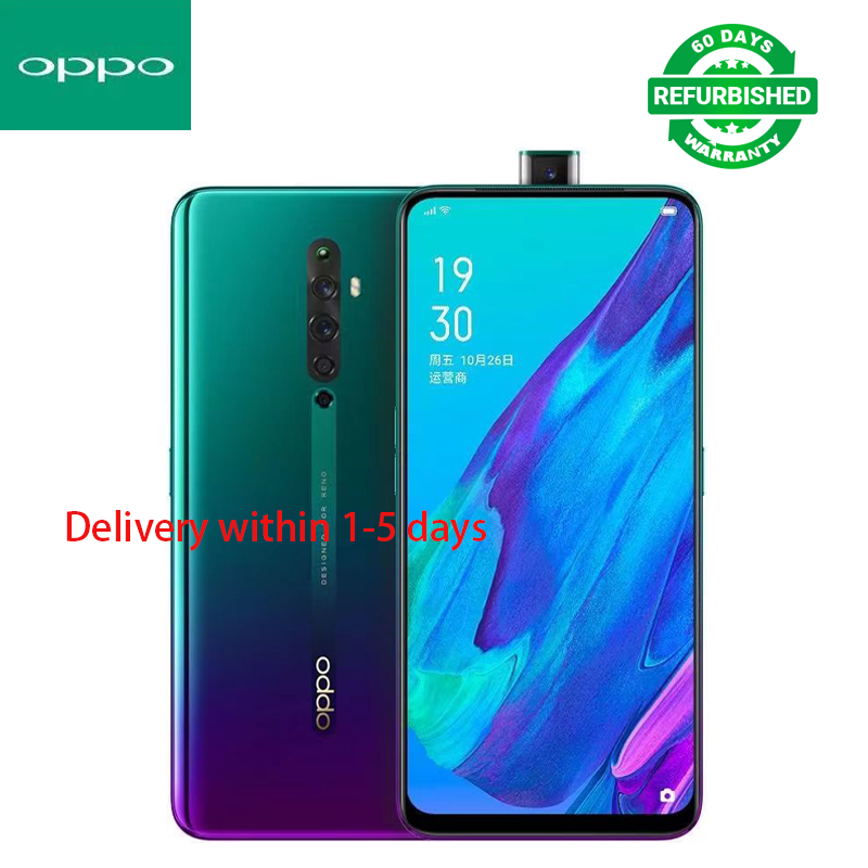 Refurbished (Face Unlock) OPPO Reno 2Z Smart phone 8GB+128GB Smartphone Unlock No Fingerprint 6.5 inch 2G/3G/4G LTE 48MP + 13MP + 8MP + 2MP + 16MP Camera Dual SIM 4000mAh