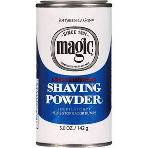 Magic SoftSheen-Carson-Magic-Extra-Strength-Shaving-Powder-142g.Our Formula goes on easily and gets rid of razor bumps and razor burn fast.
In as little as 48 hours you’ll see a difference. Guaranteed