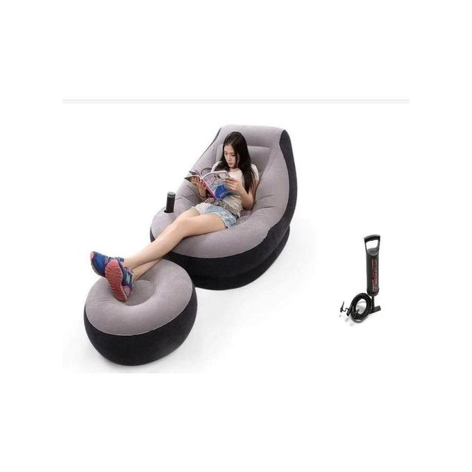 BEST OF ALL Inflatable Sofa With Footrest With Pump Available.Indoor Outdoor PVC Inflatable lounge sofa set flocking lounge chair with footrest air sofa chair. Feel For Added Comfort, Wear-resistan