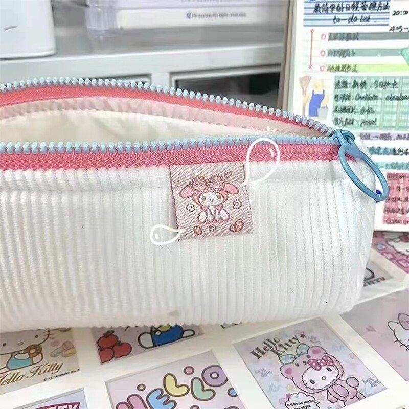 Cute cartoon Pencil Case Sanrio My Melody Stationery Bag Pencil Case kids girl Student white Stationery Storage Bag School Supplies desk organizer