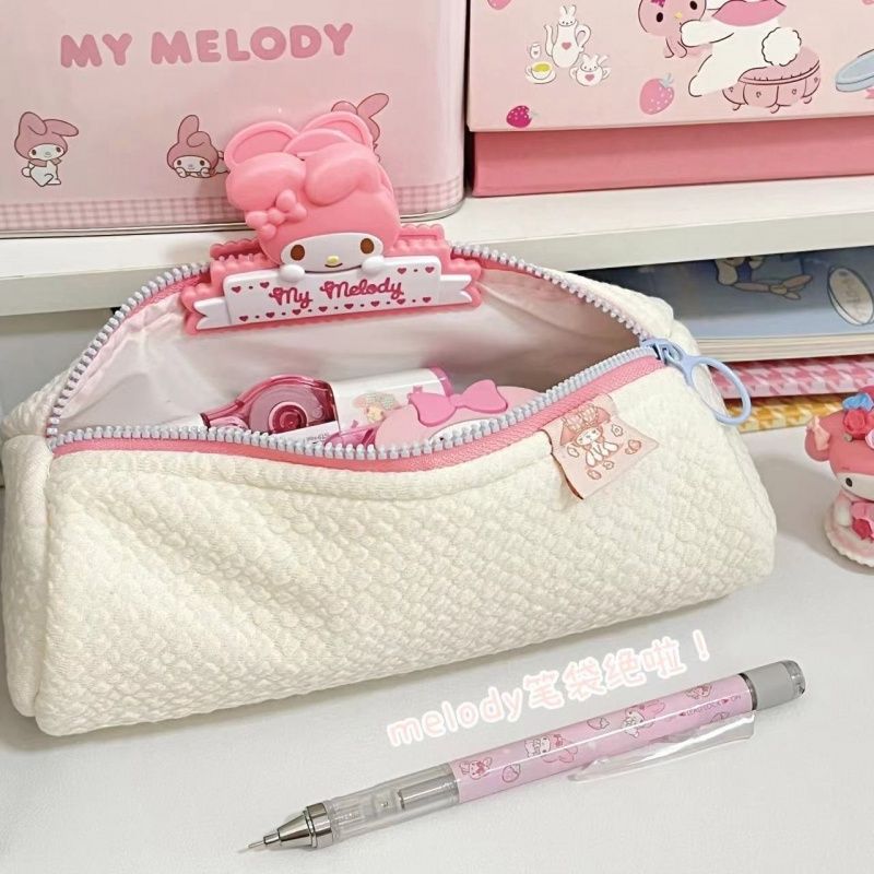 Cute cartoon Pencil Case Sanrio My Melody Stationery Bag Pencil Case kids girl Student white Stationery Storage Bag School Supplies desk organizer