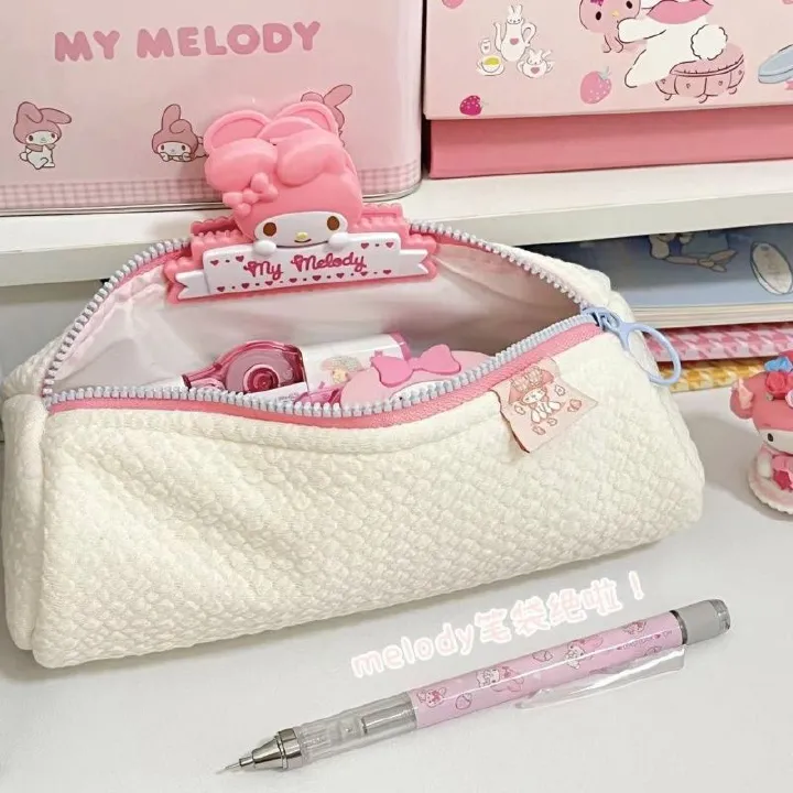 Cute cartoon Pencil Case Sanrio My Melody Stationery Bag Pencil Case kids girl Student white Stationery Storage Bag School Supplies desk organizer