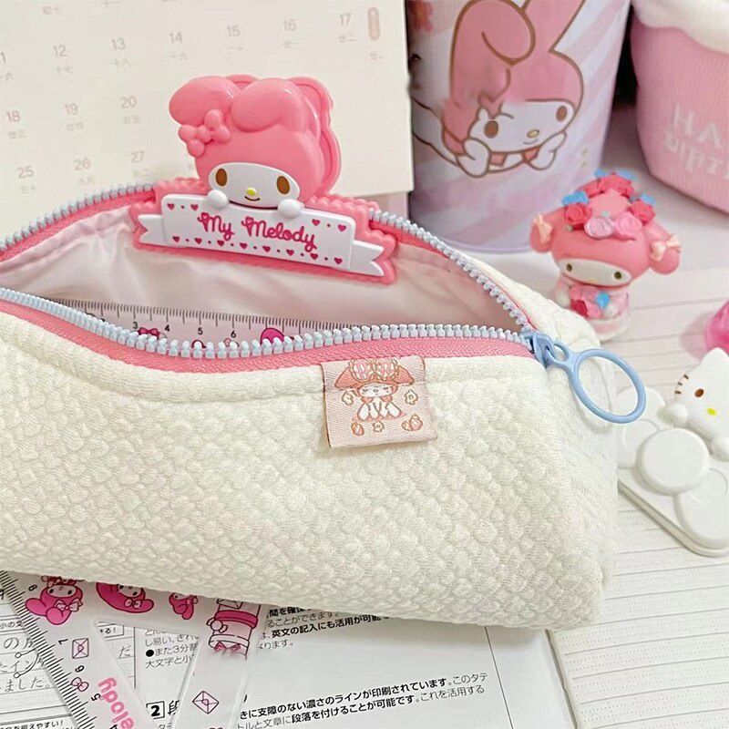 Cute cartoon Pencil Case Sanrio My Melody Stationery Bag Pencil Case kids girl Student white Stationery Storage Bag School Supplies desk organizer