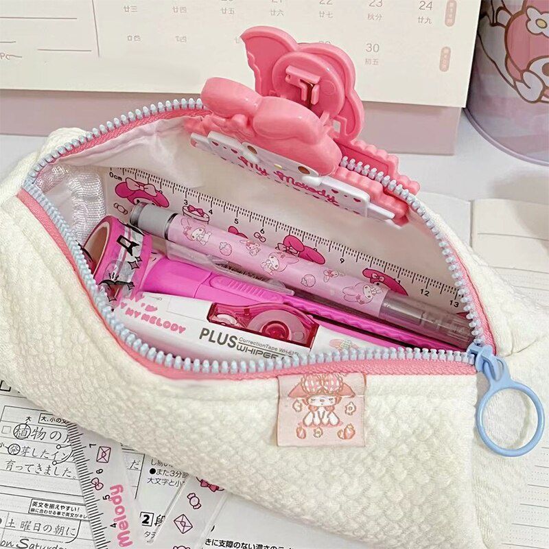 Cute cartoon Pencil Case Sanrio My Melody Stationery Bag Pencil Case kids girl Student white Stationery Storage Bag School Supplies desk organizer