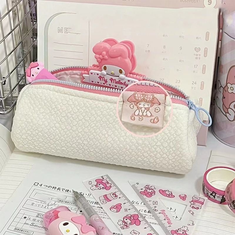 Cute cartoon Pencil Case Sanrio My Melody Stationery Bag Pencil Case kids girl Student white Stationery Storage Bag School Supplies desk organizer