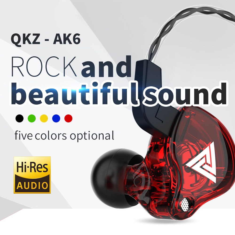 QKZ AK6 X-1 Copper Driver HiFi Wired Earphone Sport Running Headphones Bass Stereo Headset Music Earbuds sports earphone in-ear wired earphone with microphone and subwoofer