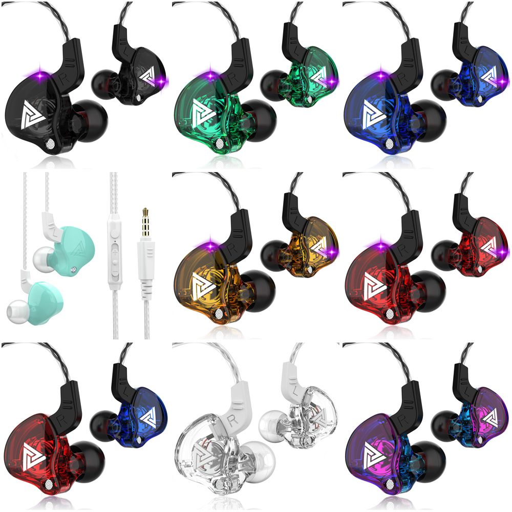 QKZ AK6 X-1 Copper Driver HiFi Wired Earphone Sport Running Headphones Bass Stereo Headset Music Earbuds sports earphone in-ear wired earphone with microphone and subwoofer